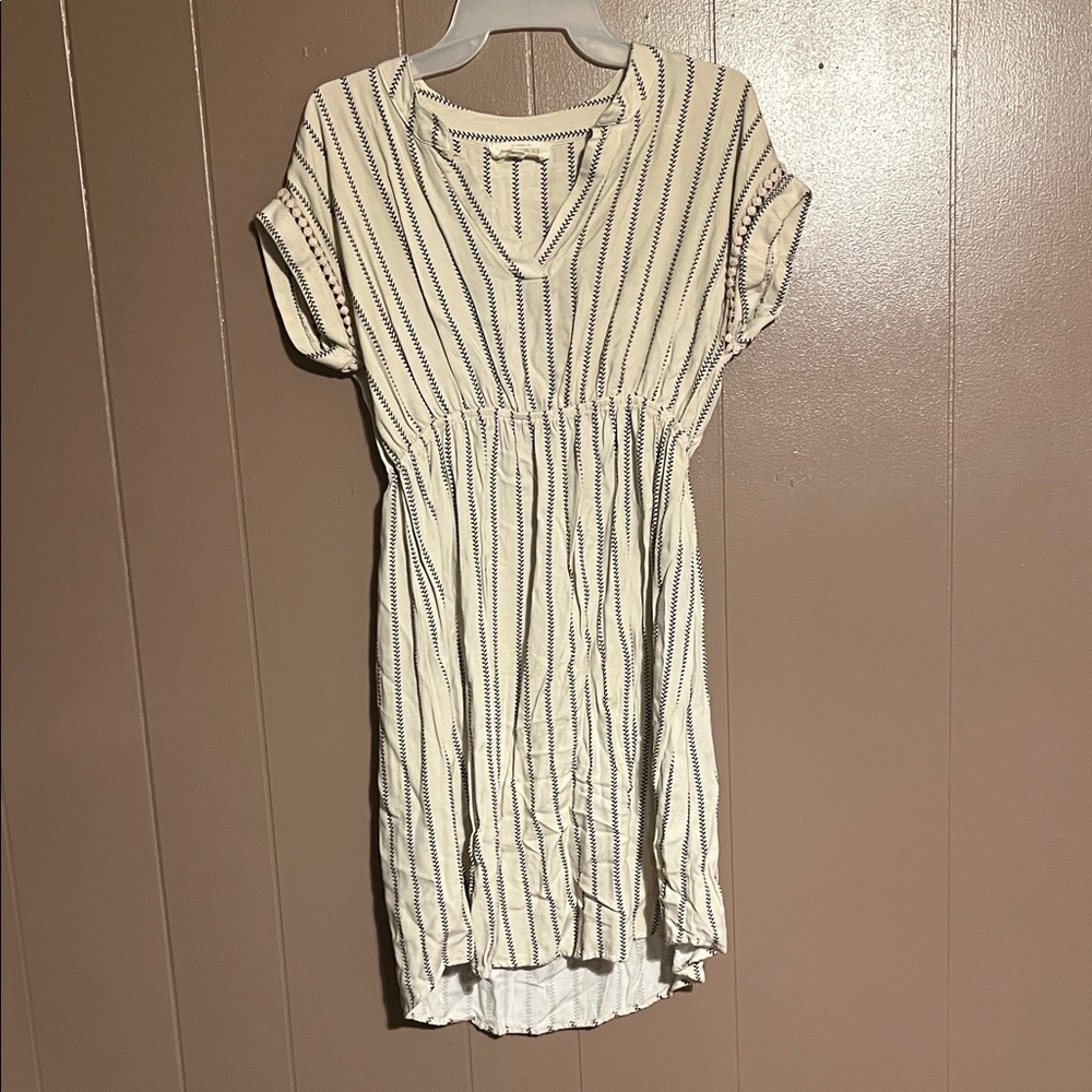 (6/$10) Maternity Striped Cream Dress
